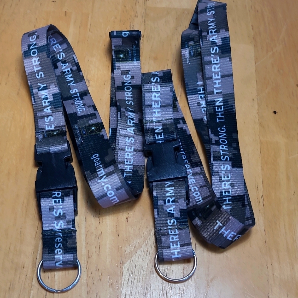 2 U.S. Army Camouflage Lanyard with White Text. (103)